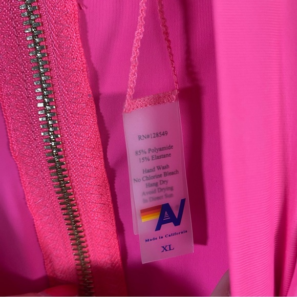 Aviator Nation Pink Blue Color Block Surf Suit Rash Guard Swimsuit Swim Size XL - Picture 6 of 14